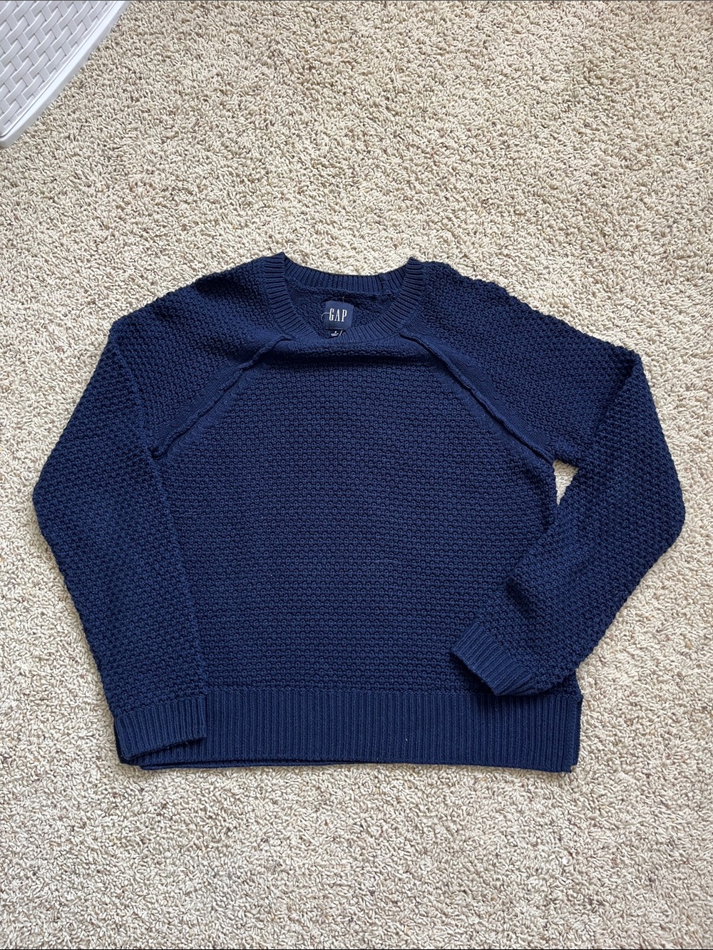 GAP Women’s Navy Textured Crewneck Sweater